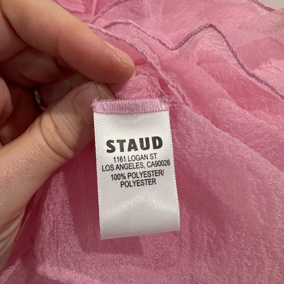 NWT Staud pink Florian ruffled organza mini dress - Picture 9 of 10